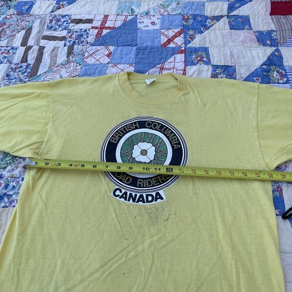 Vintage 70s Mayo Spruce British Columbia Road Riders Canada Biker Wheel Tee XL - Picture 12 of 12